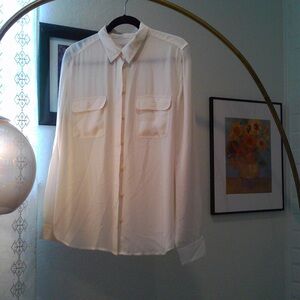 Loft Elegant White Button-Up Blouse